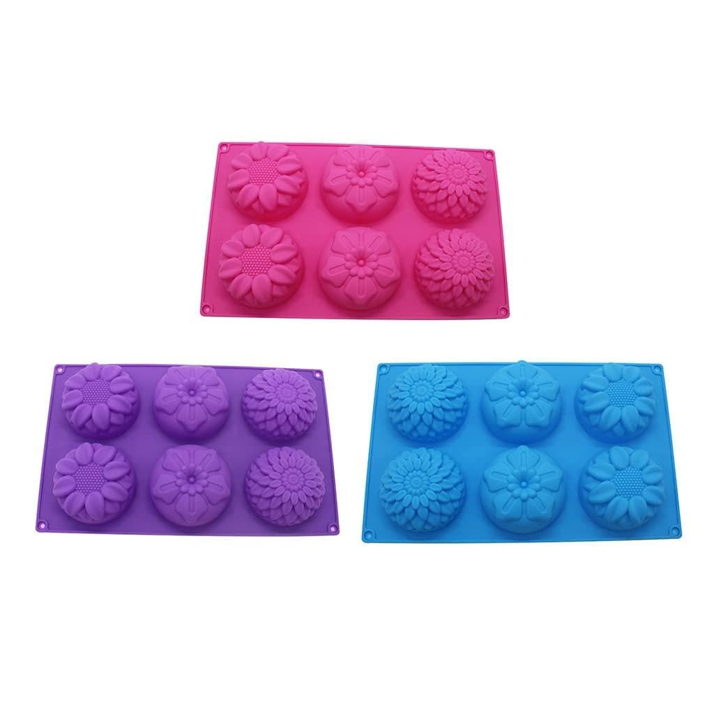 Yhplxyuus 6 Cavity Flower Shaped Soap Molds Cake Mold Supplies Silicone for Baking Silicone Bread Molds for Baking