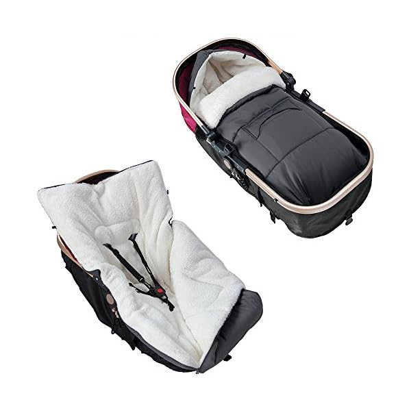 Monzana Babyfußsack Reflektoren-Streifen Waschbar Reißverschluss Kopfteil Wetterfest Tasche Antirutschnoppen Kinderwagen… – Bild 4