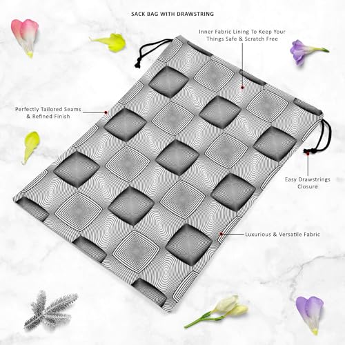Image of ArtzFolio Monochrome Squares | Reusable Sack Bag | Bag for Gym, Storage, Vegetable & Travel
