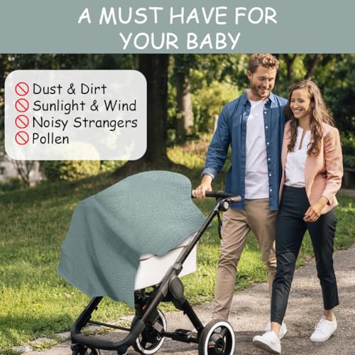 Aolso Pañuelo Lactancia Materna,Cubierta de Lactancia Materna,Capa de Lactancia con Correas Ajustables, Cuidado de Privacidad de Cobertura Total,Funda de Lactancia de Muselina-Verde Claro - imagen 7