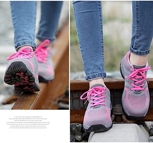 Dajingkj Veiligheidsschoenen voor dames, werkschoenen, licht, modieus, ademend, schoenen met stalen neus, grijs/roze., 39 EU