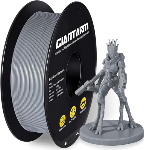 Image of GIANTARM PETG Filament 1.75mm 1kg (2.2lb), Grey PETG Filament for 3D Printer, ±0.02mm Accuracy, High Precision, Strong Toughness, Neatly Wound & Moistureproof, Non-Clogging&Non-Stringing, Grey