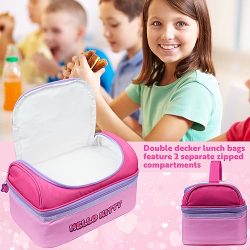 Get Trend Hello Kitty Kids Reusable Insulated Lunch Bag, Lightweight Cooler Bag, Dual Compartment with Handle, Fits Kids Lunch Box for School, Picnic, Kawaii Gifts for Girls (Pink Hello Kitty) by Get Trend - Used condition - Image 2