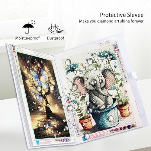Image of Diamond Art Storage Book with Accessories Painting Storage for Diamond Painting Kits, Tools & Supplies Album 16.2x12inch Art Collection Binder Book A3 Folder 40x30cm(White)
