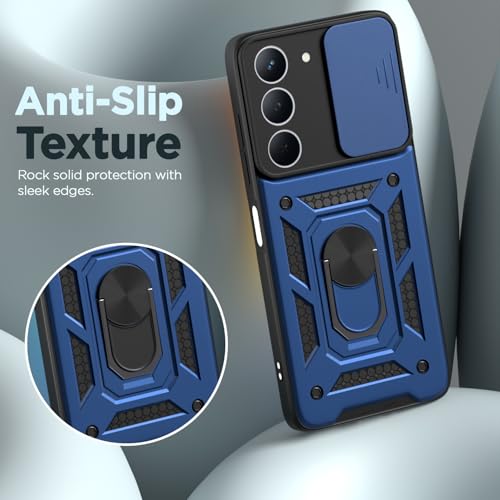 Image of Outlouders Back Cover for Realme P3x 5G | D10 Tough Armor 360 Protection Case with Sliding Camera Shield & Ring Holder Stand Bumper Case (Blue)