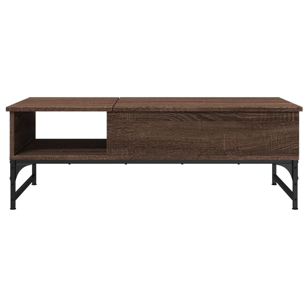 Homgoday Table basse en chêne marron 100 x 50 x 35 cm - Bois d'ingénierie et métal - Table d'appoint pour salon, salle de réception d'invités, chambre à coucher et mobilier de bureau