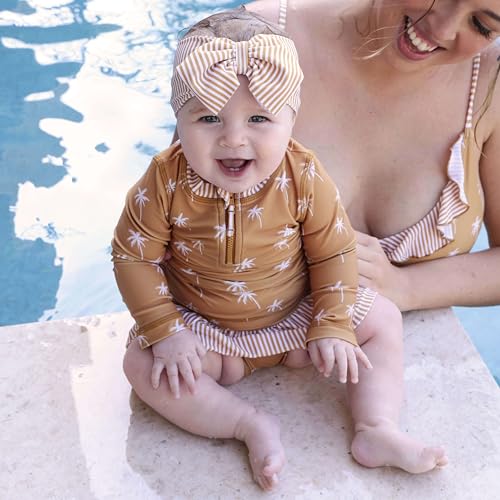 Caden Lane Infant Toddler Baby Girl Upf 50+ Rash Guard Long Sleeve Two Piece Swimsuit With Ruffle Skirt Little Girls Sun Protection thumb #4