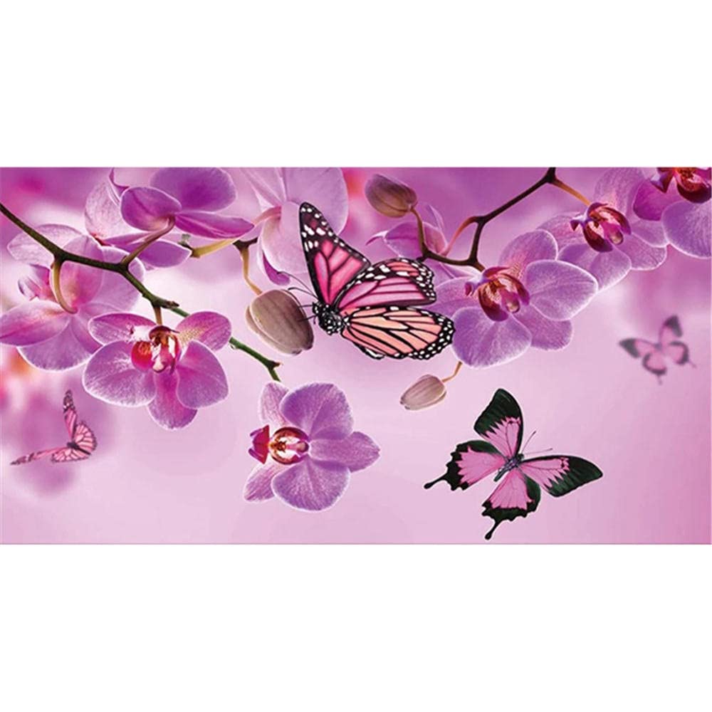 Diamond Painting Kit Complet 30x60cm, Orchidée Rose Broderie