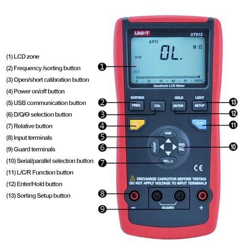 UT612 Handheld LCR Meter, 20000 Counts Inductance