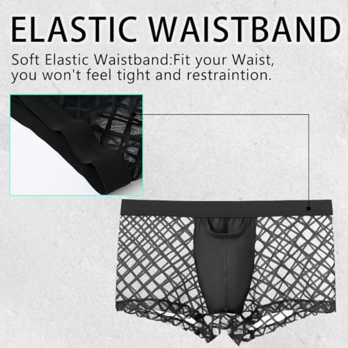 Mens Sexy Boxer Briefs Sheer Mesh Underwear Transparent Lightweight Soft Shorts Breathable Comfortable Body Fit2