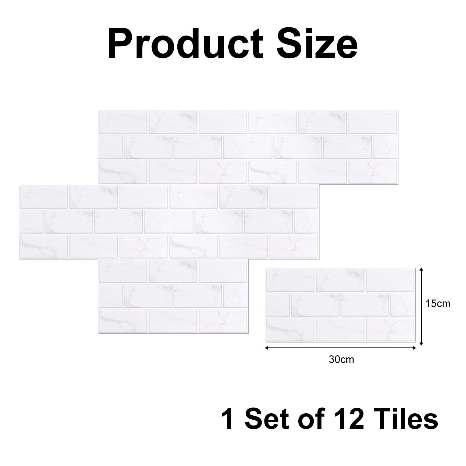 12 Piezas Cenefa Adhesiva Cocina, Azulejos Adhesivos Cocina, Vinilo Cocina, Vinilo Adhesivo pared Adecuado para Cocinas, Baños, Arte Mural y Decoración de Interiores(Blanco)