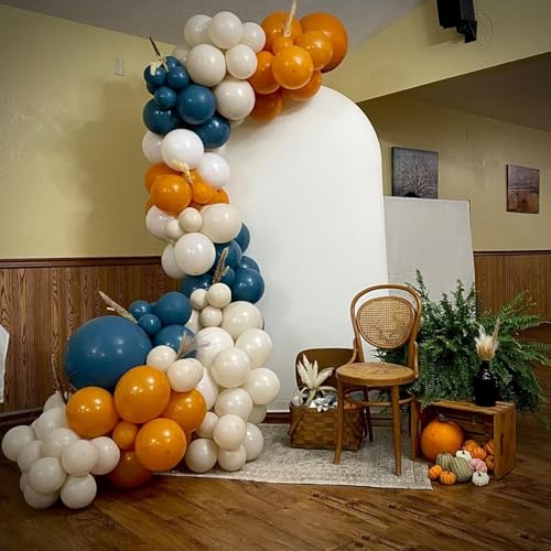 Arche de ballons orange brûlé terre cuite et bleu sarcelle - 7