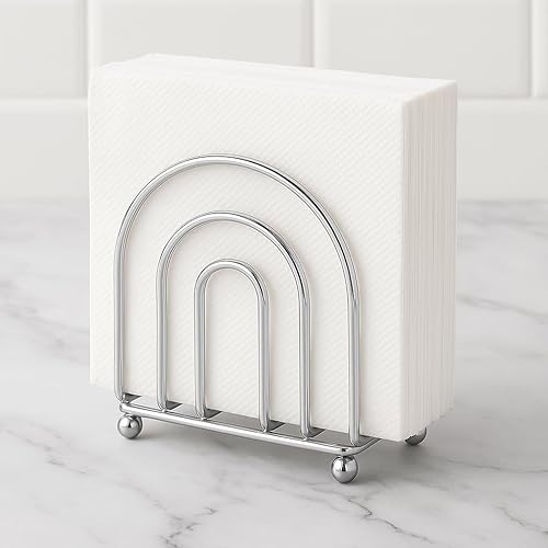 Miniatura 7 de Servilletero cromado  Servilletero decorativo de metal para encimera de cocina, mesa de comedor o uso al aire libre  Diseño de acero resistente al