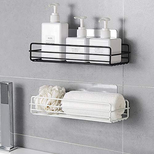 KIMISS Pastilla de Almacenamiento de Baño de Hierro forjado: Estante de Organizador de Tazas para el Inodoro que Cuelga Pared con Succión para una Fácil Instalación (BLACK)