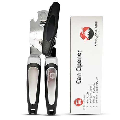 Kansai Convenience 3 in 1 Manual Tin Opener Can Opener Stainless Steel Non Slip Handle Kitchen Tool Heavy Duty | Soft Grip