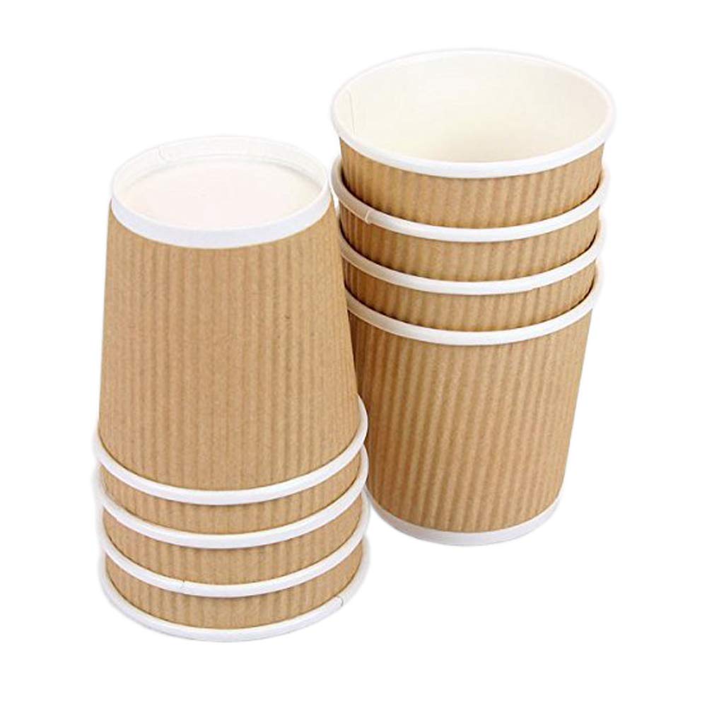500 Cups x 8oz / 240ml Kraft Brown Triple Walled Disposable Coffee