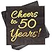 50th Birthday Decorations Party Supplies Cocktail Napkins Black 50 Pack,5"x5" Folded,Cheers to 50 Years!