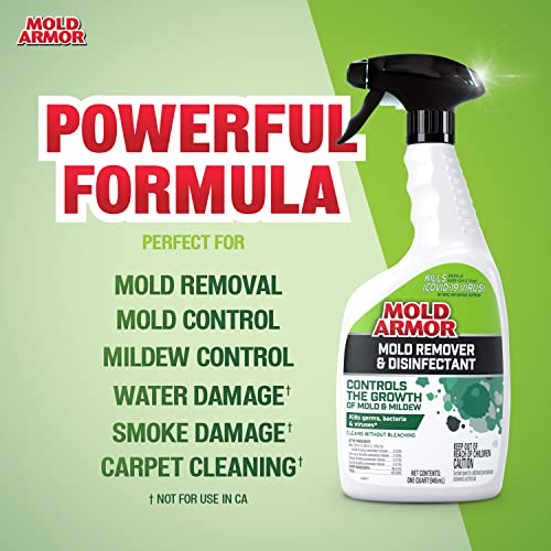 Mold Armor Mold Remover & Disinfectant Cleaner, 32 Oz. Spray Bottle, Inhibits Growth Of Mold, Kills 99.9% Of Household Bacteria And Viruses, Easy-To-Use Mildew And Mold Control Solution #TOP5