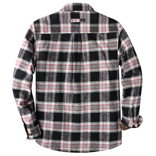 Image of Dubinik Mens Shacket Flannel Shirt for Men Lightweight Jacket Casual Plaid Coat with Warm Lining Long Sleeve Button