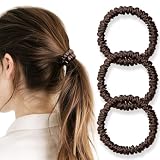 シルク ヘアゴム 3個セット 100%天然シルク 6A級 摩擦軽減 静電気防止 髪に優しい 跡がつかない 髪ゴム 高弾性 シュシュ おしゃれ 大人 女性 IRIYULI (ブラウン*3)