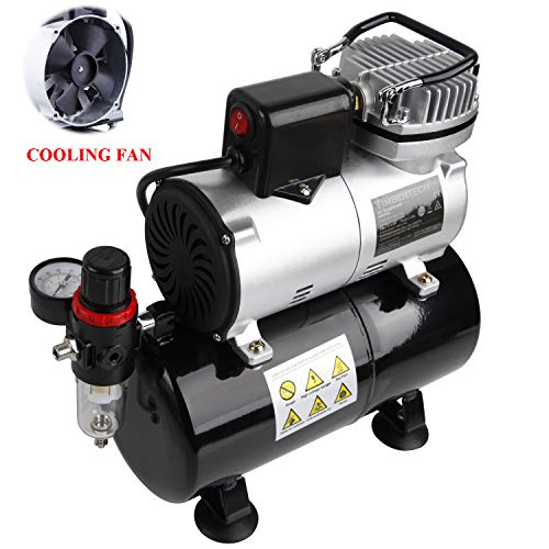 Timbertech ABPST08K Airbrush-compressor, complete set met verbeterde koeling, ventilator, mini-compressor, airbrushpistool en airbrush-accessoires - Afbeelding 3