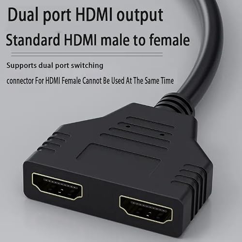 HDMI Cable Splitter 1 in 2 Out HDMI Adapter Cable HDMI Male to Dual Female 1 to 2 Way, Support Two TVs at The Same Time, Signal One in Two Out Mirror Only