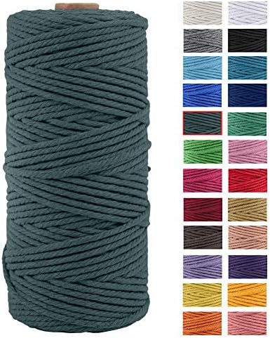 JeogYong Macrame Cord Thick Natural Cotton Cord Yarn Macrame Rope for Wall Hangings, Plant Hangers, DIY Crafts, Home Decorations, Gift Wrapping 3mm x 100m (Natural)