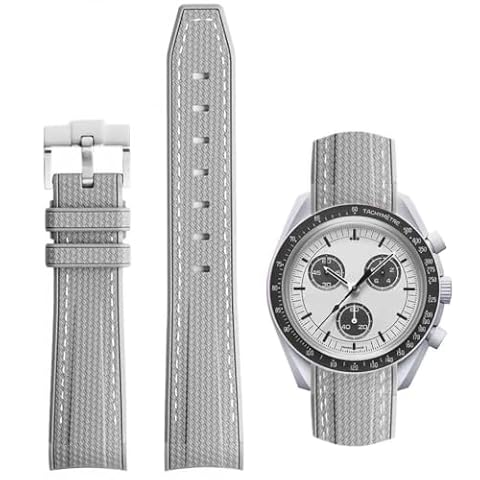 AIYIRUO Opaski do Zegarków Omega x Swatch Bransoletka MoonSwatch Rolex 20mm Gumowy Omega X Swatch Moonswatch Speedmaster Pasma Zamienna, Zakrzywiona Bransoletka dla Mężczyzn