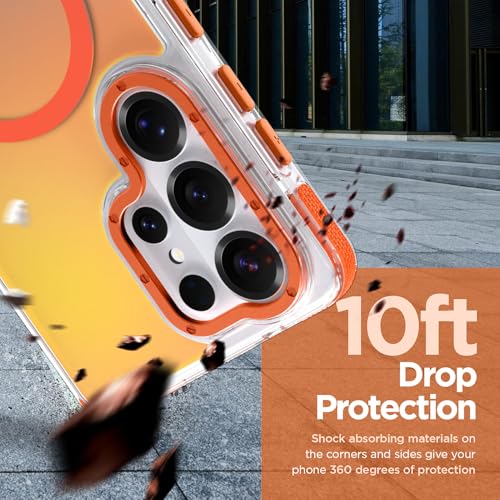 Image of Magnetic Case for Samsung Galaxy S26 Ultra [Compatible with Magsafe] [Cute Fashion Fluorescent Design] [1 Screen Protector] Slim Translucent Matte Case for Galaxy S26 Ultra 6.9 inch, Orange