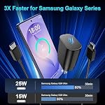 Samsung Super Chargeur rapide de type C, 25W USB Chargeur mural C charge rapide pour Samsung Galaxy S26 Ultra/S26/S 26+/S25 Ultra/S25/24 Ultra/S24/S23 Ultra/S22 Ultra avec 10FT Long câble de chargeur de type C pour Android