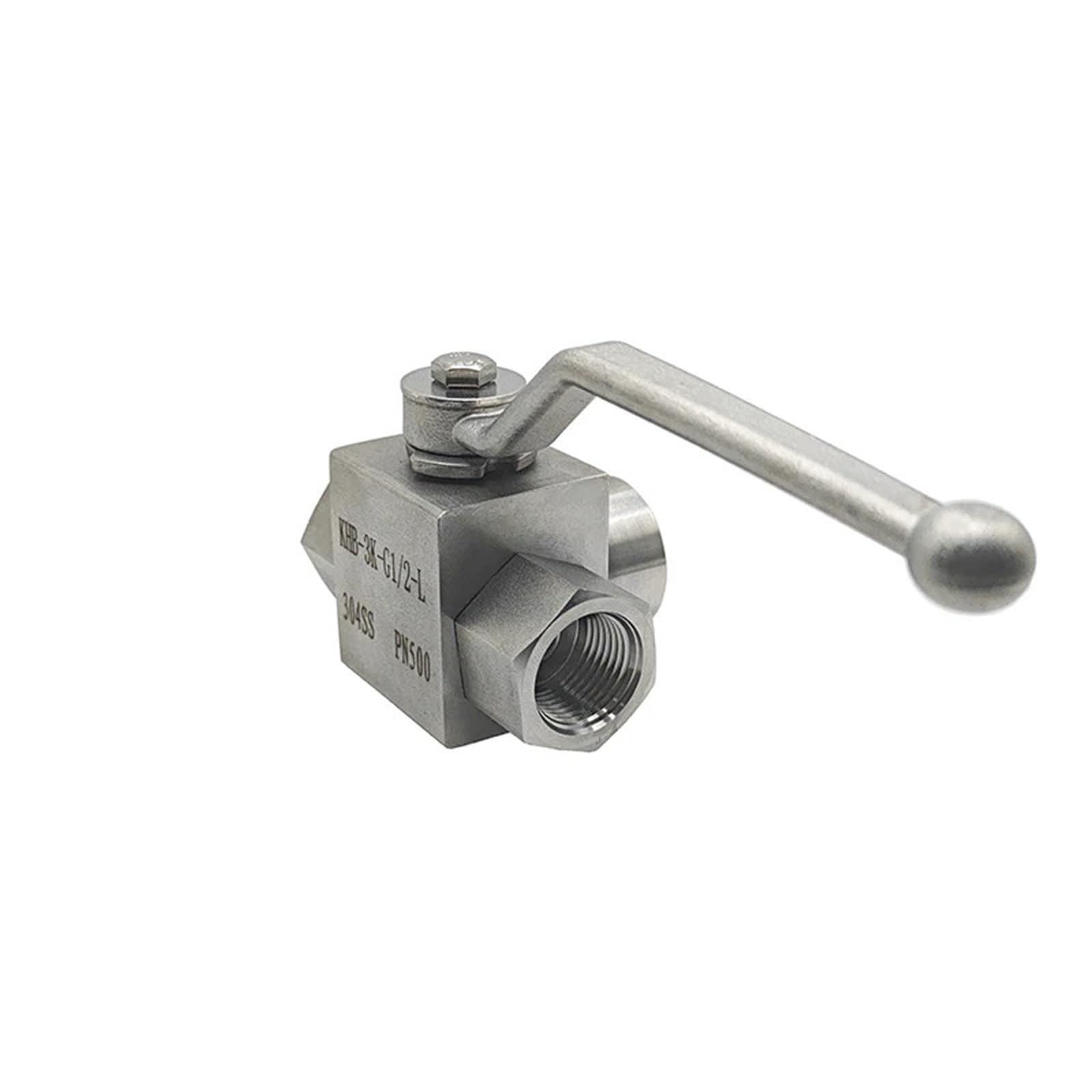 Válvula de Bola 3 vías Alta presión Acero Inoxidable Tipo L Hilo Femenino 1/4 "3/8" 1/2 "3/4" 1 "válvulas Agua con Interruptor hidráulico | Válvula(1/2")