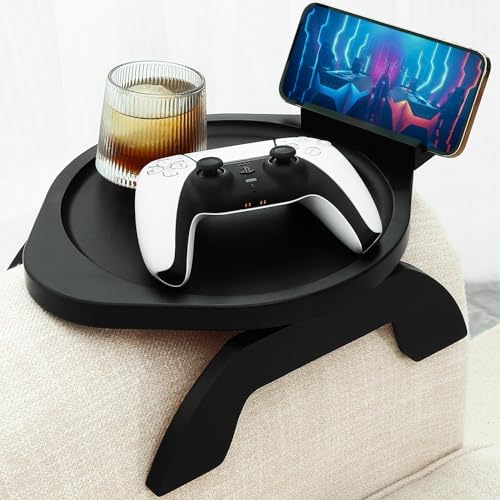 Small Couch Armrest Table Tray with 360° Phone Holder, Anti-Slip ...
