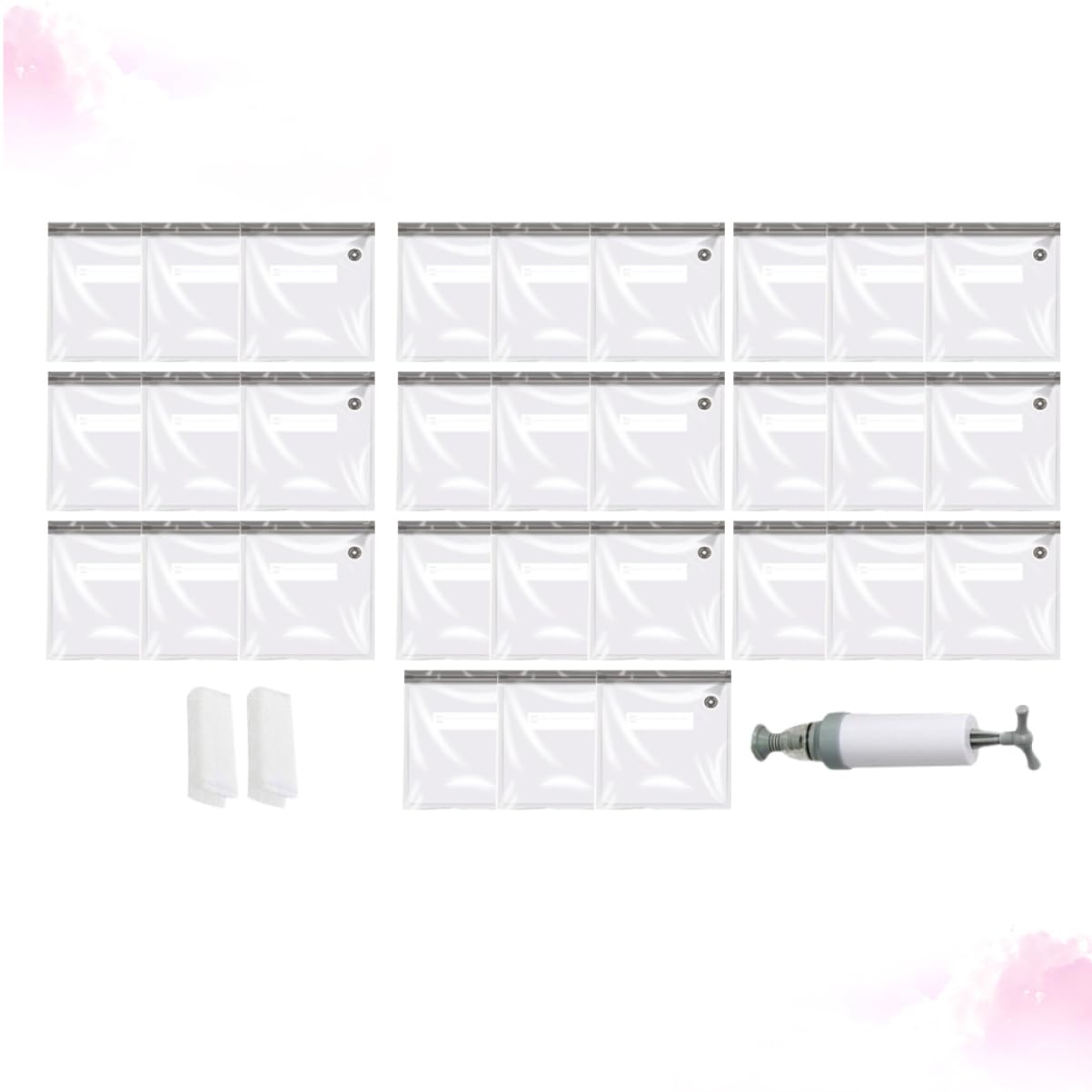 NAMOARLY Food Storage Bag Sealed 13pcs Vacuum Sealer Bags 21x22cm Clips and Hand Pump for Extended Freshness