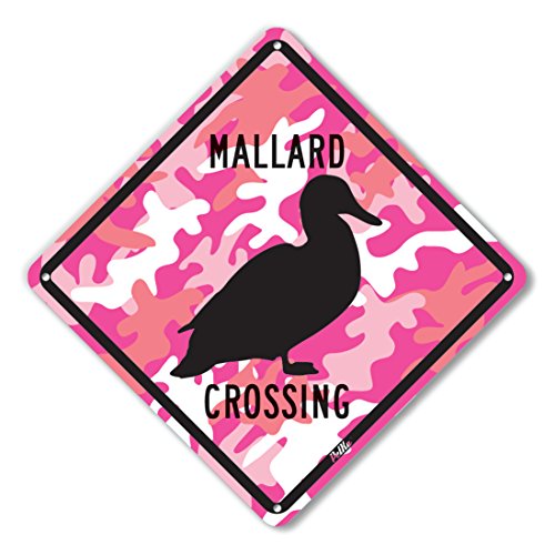 Image of PetKa Signs and Graphics PKAC-0088-NA 10x10 inchMallard Crossing inch Aluminum Sign, 10 inch x 10 inch, Black on Pink Camo