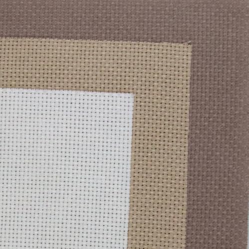 Image of KCS 3 pc of 15 inch x 18 inch(38cmx45cm) 16 Count Cross Stitch Cotton Aida Cloth Needlework Rolled Fabric Box,16CT,Antique White +Coffee+Khaki