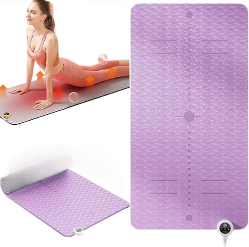 Esterilla de yoga eléctrica térmica, antideslizante, TPE, 8 mm de grosor, temperatura ajustable de 10 a 60 °C, temporizador de 1 a 12 horas, ideal para yoga de invierno y entrenamiento de fitness