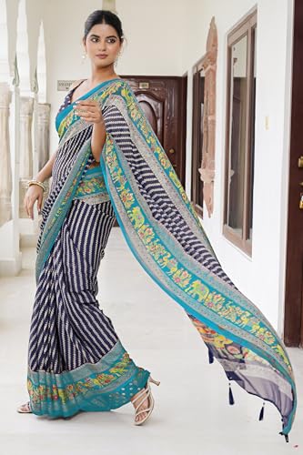 Image of MIRCHI FASHION Saree for Woman | Chiffon Floral Printed Breathable Occasional Sari with Blouse