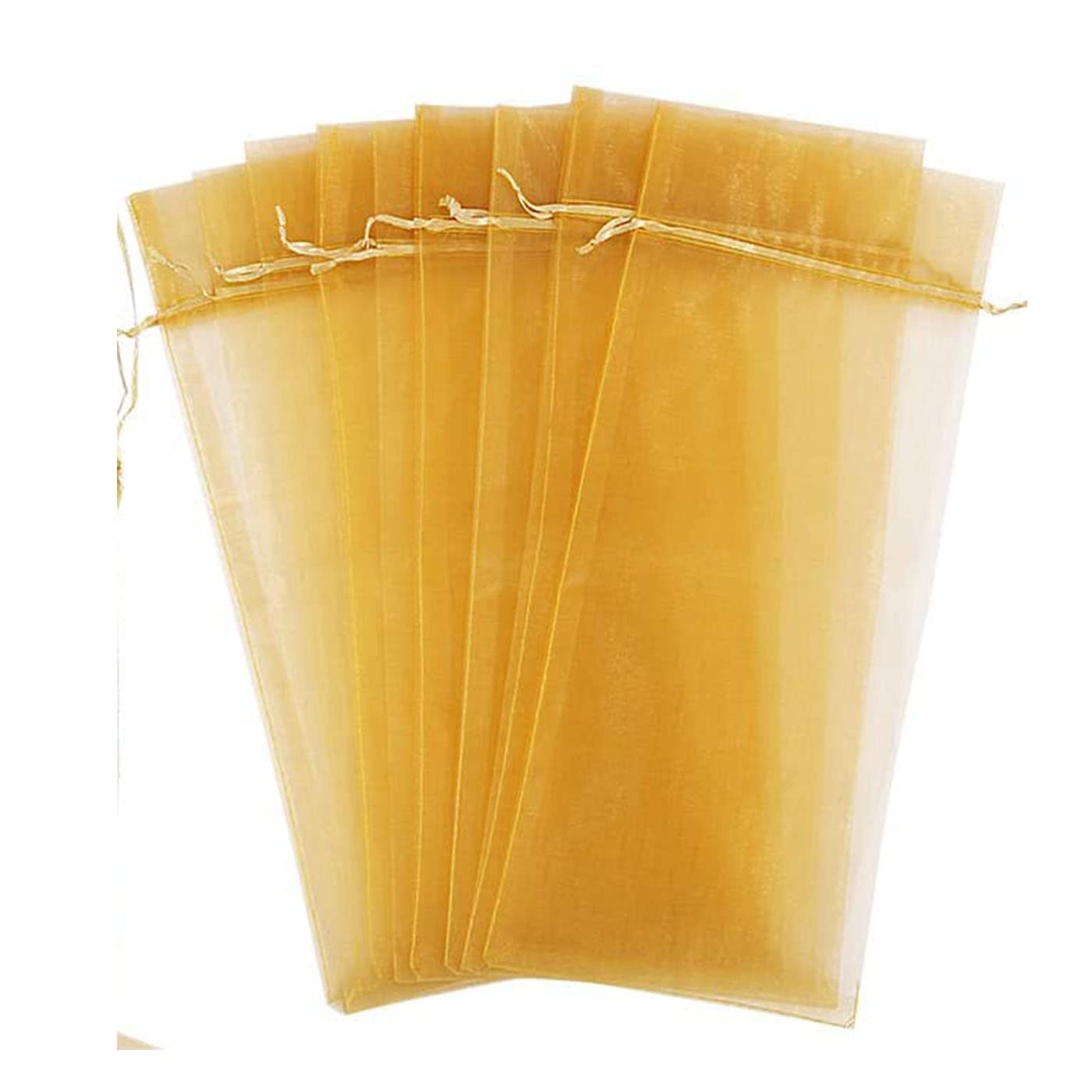 10 Pcs Sheer Organza Wine Bottle Gift Bags for Present Weddings Party - Gold
