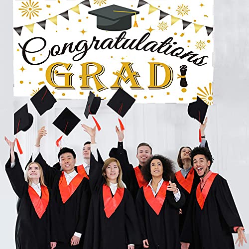 Bannière Congrats GRAD 300x50 Cm – Décoration Diplôme 2024 – Polyester Durable – Intérieur/extérieur