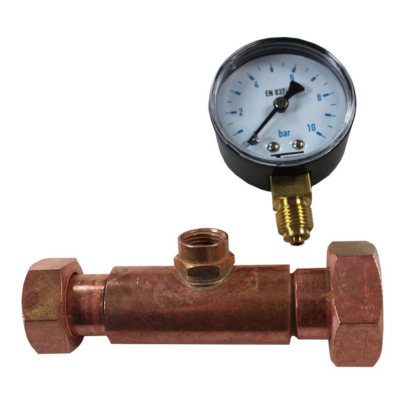 Raccord laiton à visser - Jaquette prise de pression réseau eau Femelle écrou libre 3/4'' (20/27) - Femelle 1" (26/34) + Manomètre Radial 0/10 bars Glycérine - Arcanaute