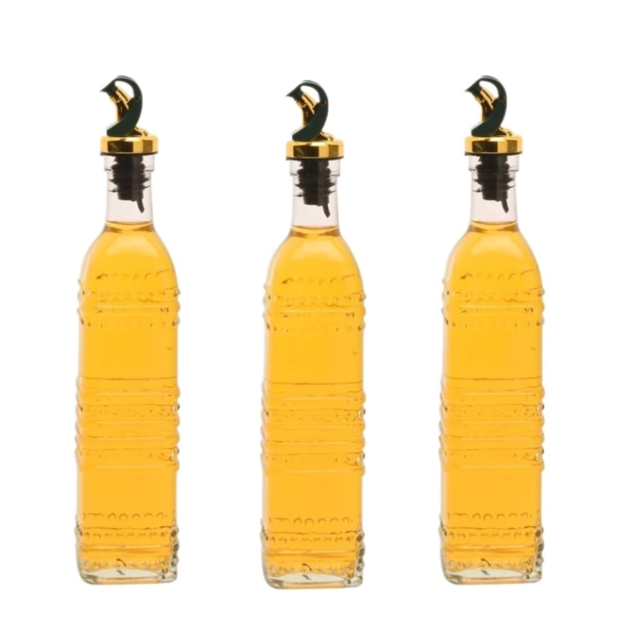 Juego de dispensador automático de vinagre de aceite, 3 botellas de condimento de cocina con función de apertura y cierre fácil, perfecto para cocinar y aderezar, ollas de aceite y vinagre