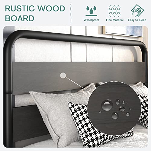 Muticor Full Size Metal Bed Frame With Round/Curved Wooden Headboard And Footboard, Platform Bed Frame With Under Bed Storage, Strong Metal Slat Support, No Box Spring Needed, Modern, Black #TOP3