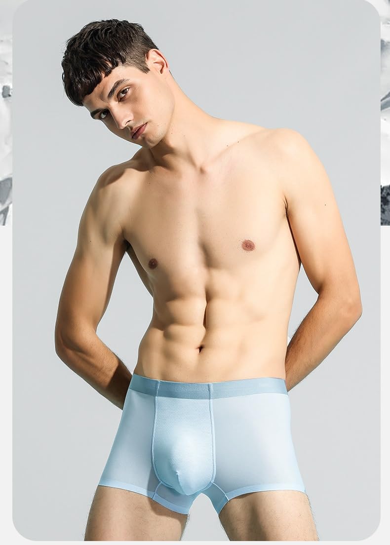 Boxer da Uomo Boxer Sottili in Seta di Ghiaccio da Ragazzo, Intimo da Uomo di Grandi Dimensioni