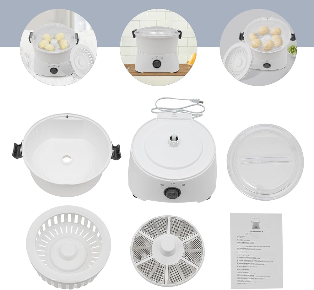 Pelapatate Elettrico Versatile con azionamento a Un Pulsante, pelapatate Automatico per Patate, Arance e Mele, Spinner, Bianco, 11,14 * 9,3 Pollici