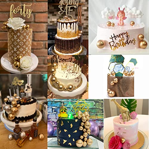 25 Pcs Balls Cake Topper Ball Shaped Cake Insert Toppers Pearl Balls Cake Pick Diy Cake Insert Toppers Foam Ball Cupcake Topper For Birthday Party Christmas Wedding Anniversary Baby Shower Cake Decor (Gold) #TOP7
