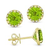 14K Yellow Gold Round Shape .07ct Peridot (6mm) Stud Earrings