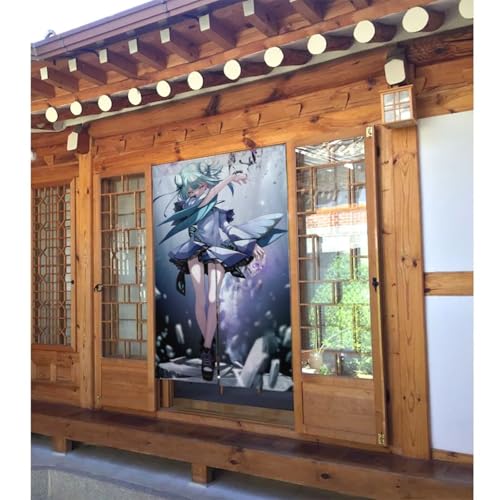 潤羽るしあ (3) プライバシー保護 ポリエステル ドアカーテン 86x143cm 和風 遮光 目隠し 家庭・オフィス・レストラン用