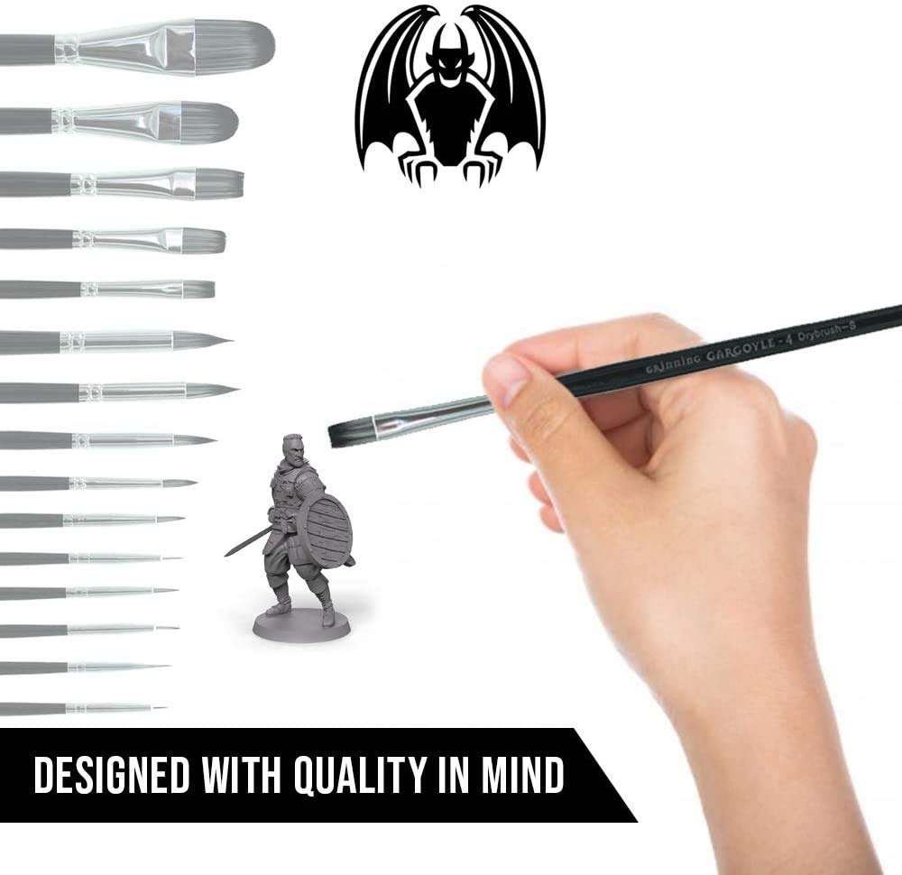 Pinceaux de Peinture Miniatures en Acrylique pour Loisirs créatifs - 15 pinceaux de Peinture pour modèles réduits pour Figurines de Jeux de rôle et de wargame - Étui de Transport Pop-up