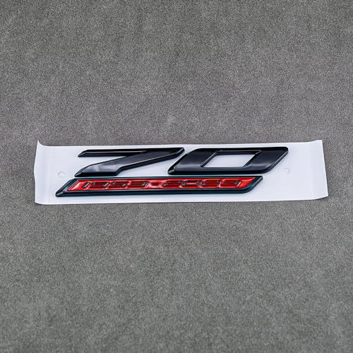 Image of 2Pc 70th Anniversary Side Emblems Car Fender 3D Badge Sticker Replacement for 2020-2024 C8 Corvette Genuine 70th (Black Red)