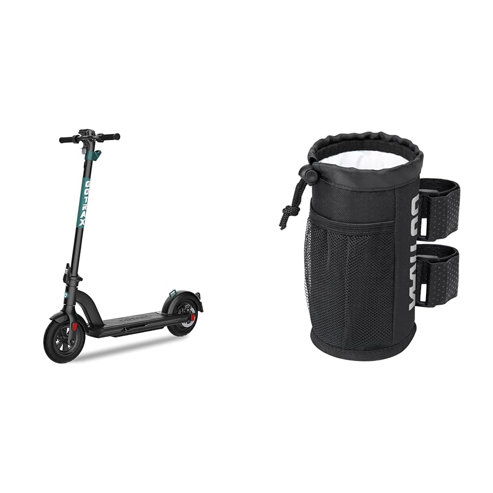 Gotrax Gmax Ultra Electric Scooter, 10" Pneumatic Tire, Max 45 Mile & 20Mph Speed by LG Battery & Cup Holder for Electric Scooter, Bike, 33OZ Bike Water Bottle Holder No Screws Adaptable